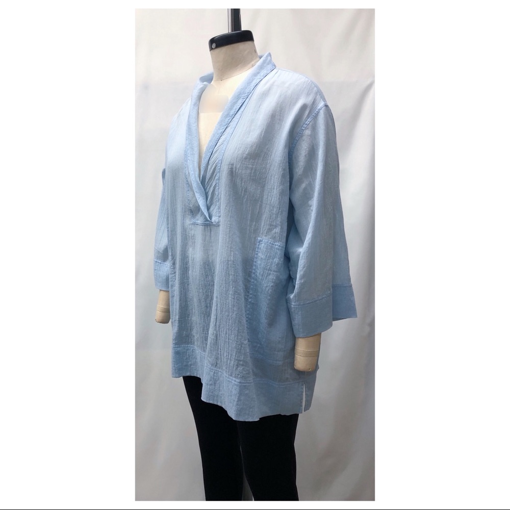 The Vermont Country Store Blue Cotton Blouse - Picture 3 of 16